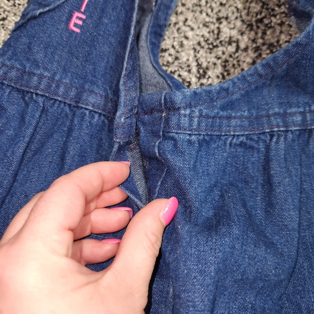 oshkosh b'gosh Vintage Denim dress, Little Girl Size 4,Back Bow Pink Label Katie
